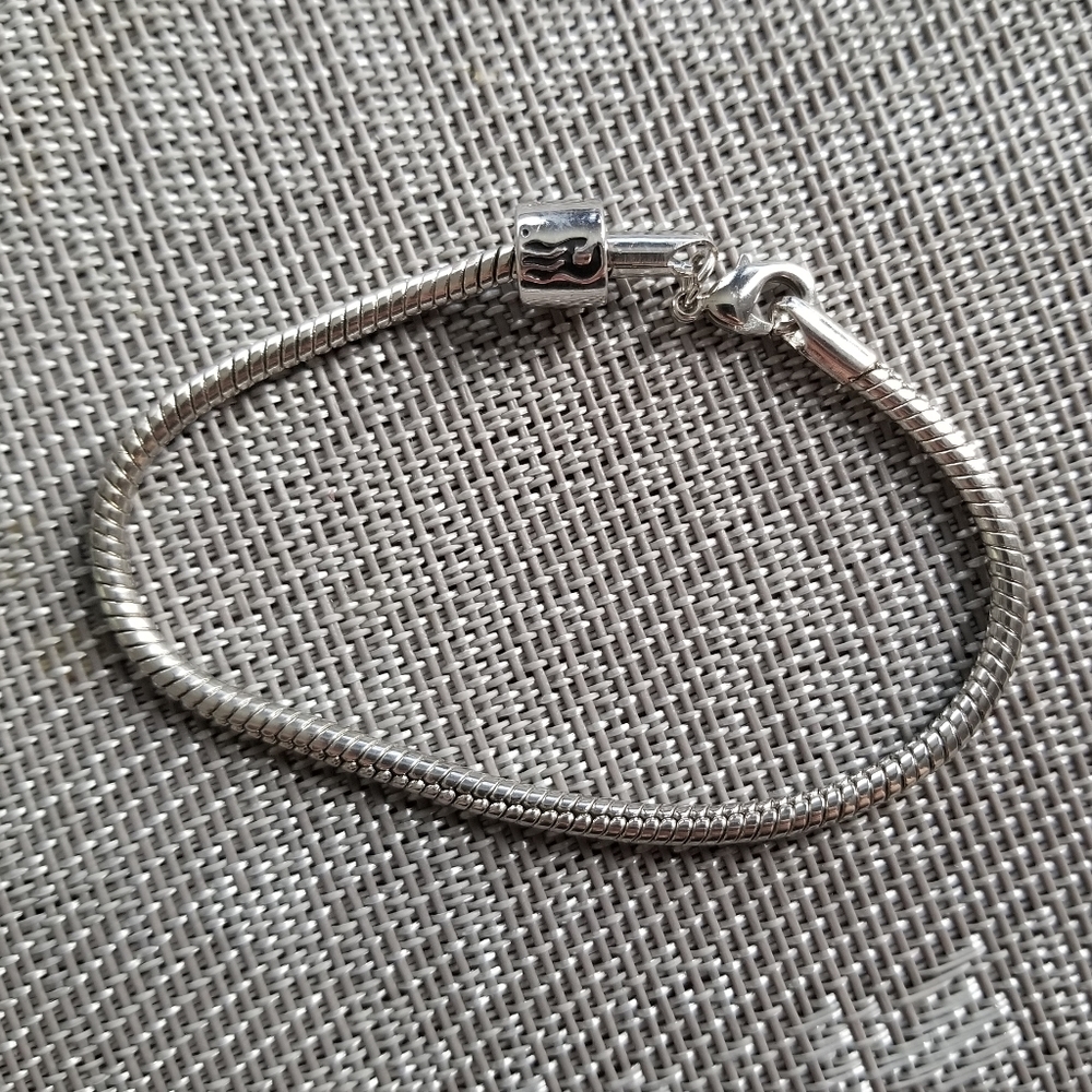 Sterling Silver Snake Chain Bracelet - Fits Pandora Charm Beads